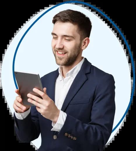 IT professional working on tablet